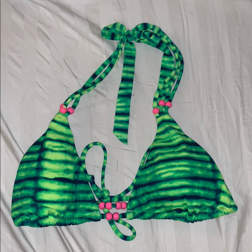 Victoria’s Secret Green Tie Dye Stripe Bikini S